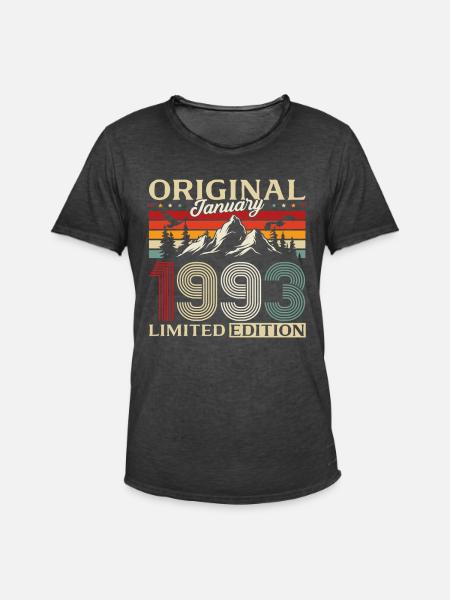 33rd Birthday Original January 1993 - Men's Vintage T-Shirt - washed black