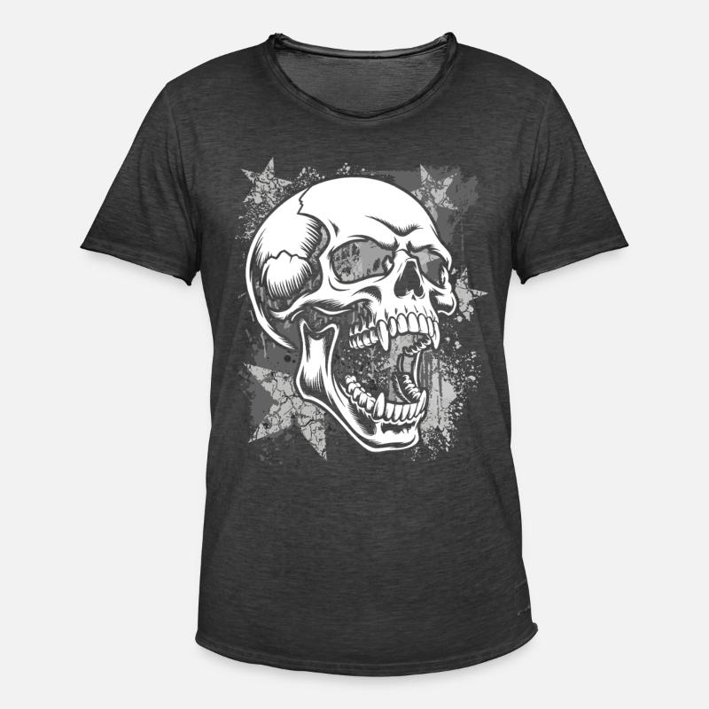 Grunge Schädel Farbspritzer - Männer Vintage T-Shirt - Vintage Schwarz
