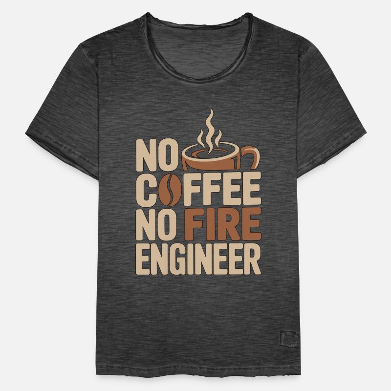 Fire Engineer No Coffee Pump Operator Coffee Lover Männer Vintage T-Shirt