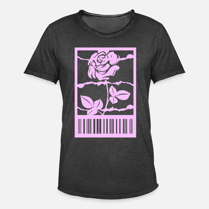 Gothic Rose Stacheldraht Strichcode Urban Style - Männer Vintage T-Shirt - Vintage Schwarz