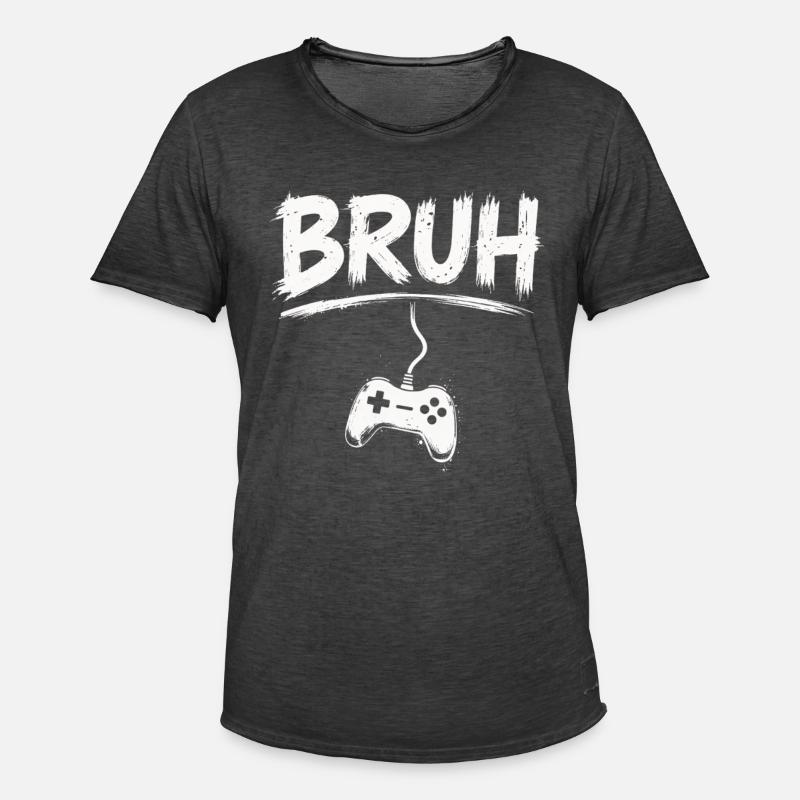BRUH Gaming Controller Splash - Männer Vintage T-Shirt - Vintage Schwarz