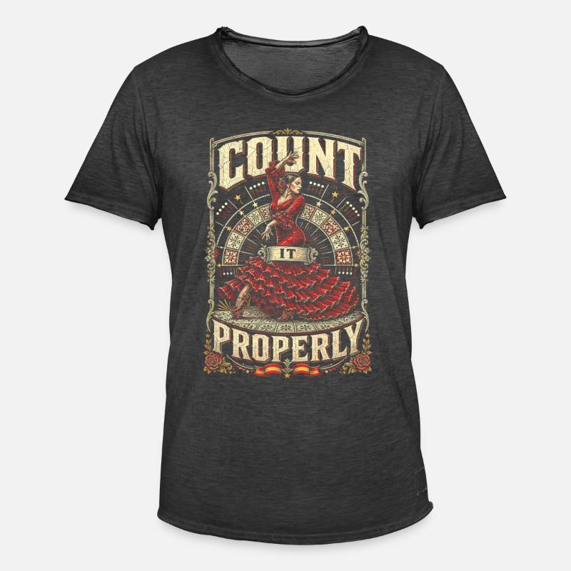 Flamenco Count It Properly - Männer Vintage T-Shirt - Vintage Schwarz