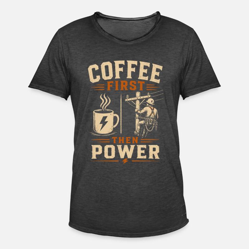 Stromleitung Kaffee Elektriker Technik - Männer Vintage T-Shirt - Vintage Schwarz