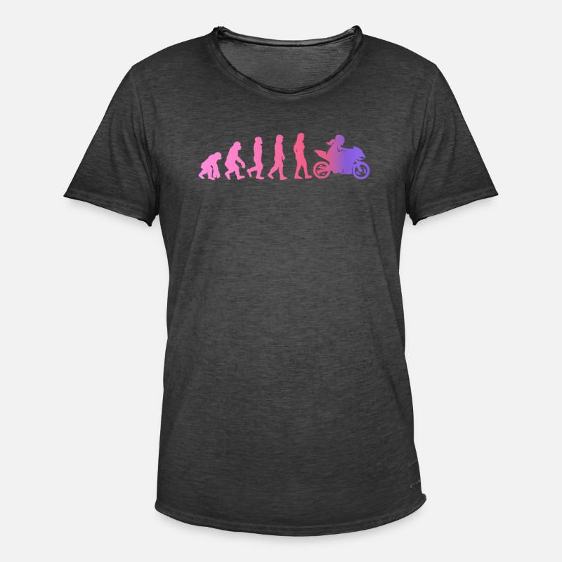 Motorradfahrerin Geschenk Bikerin Evolution - Männer Vintage T-Shirt - Vintage Schwarz