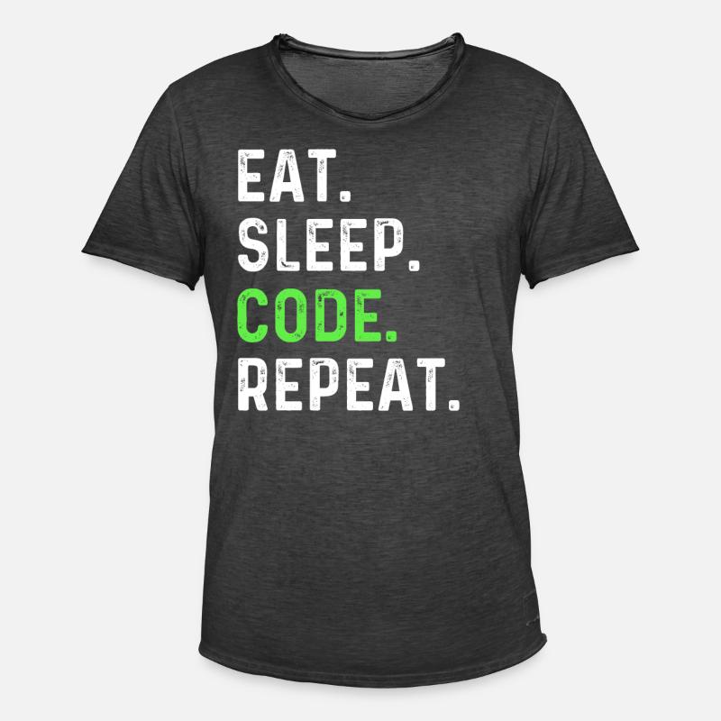 Eat sleep coding repeat - Männer Vintage T-Shirt - Vintage Schwarz