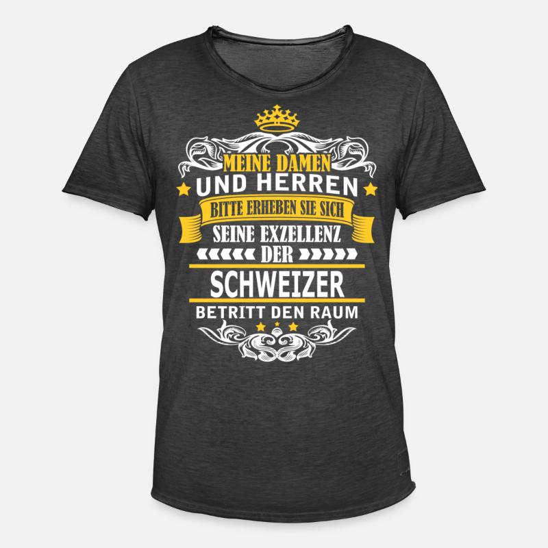 SCHWEIZER - Männer Vintage T-Shirt - Vintage Schwarz