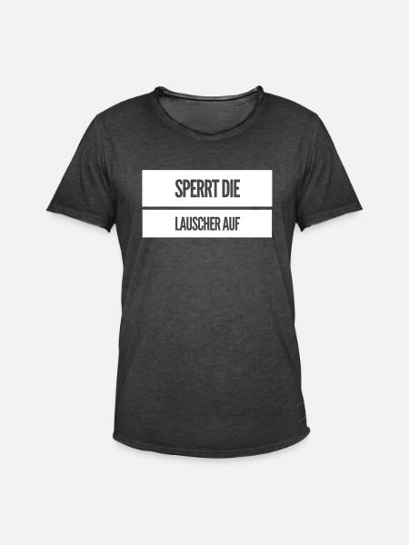 hört genau zu - Männer Vintage T-Shirt - Vintage Schwarz