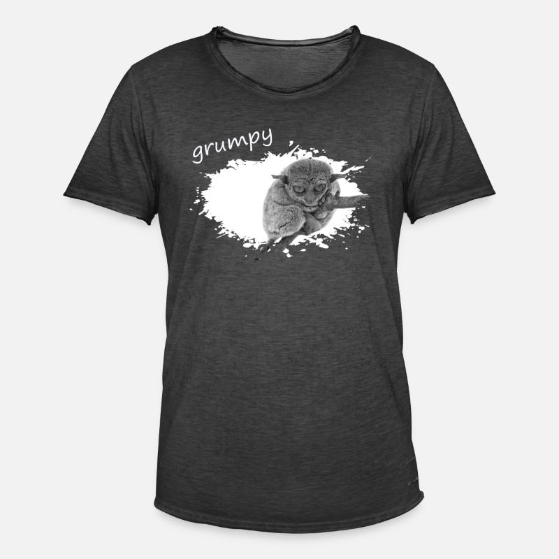 grumpy monkey Tarsier Maki - Männer Vintage T-Shirt - Vintage Schwarz