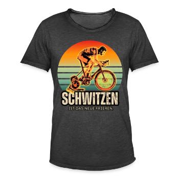 Schwitzen ist das neue Frieren – Indoor Cycling! - Männer Vintage T-Shirt - Vintage Schwarz - Vorne - Jose (178cm)