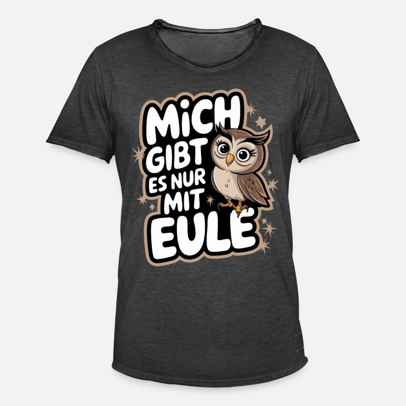 Nachteule Eule Eulen Vogel - Männer Vintage T-Shirt - Vintage Schwarz