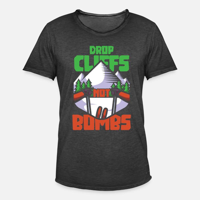 Ski - Drop cliffs not bombs - Männer Vintage T-Shirt - Vintage Schwarz