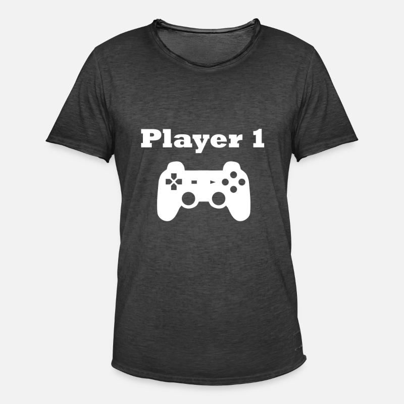Gaming Player 1 Controller Geschenk - Männer Vintage T-Shirt - Vintage Schwarz