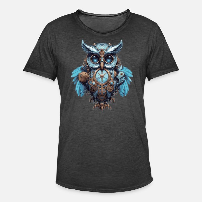 Bunte Steampunk Eule - Männer Vintage T-Shirt - Vintage Schwarz