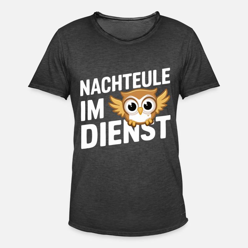 Nachteule Eule Eulen Vogel - Männer Vintage T-Shirt - Vintage Schwarz