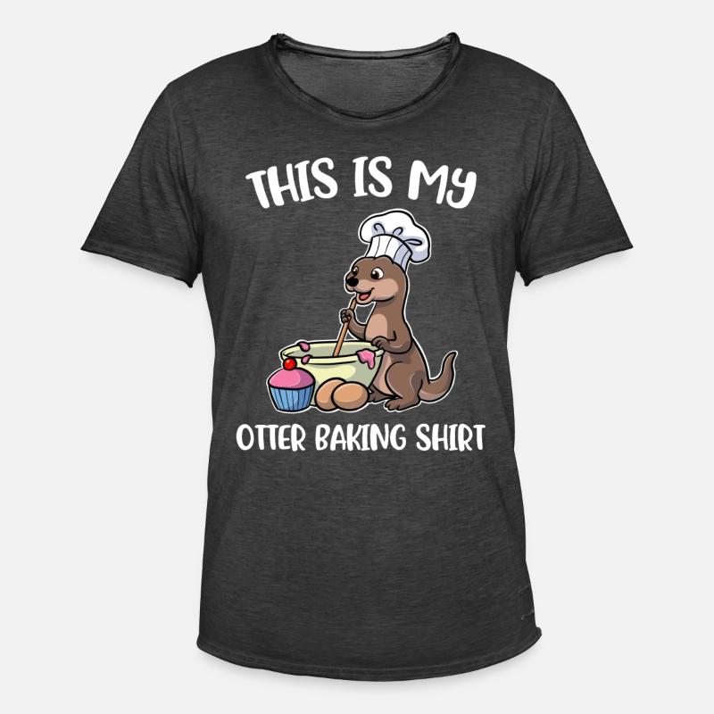 Otter Baking Backen Geschenk - Männer Vintage T-Shirt - Vintage Schwarz