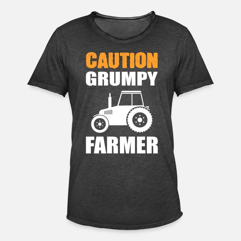 Caution Grumpy Farmer Bauer - Männer Vintage T-Shirt - Vintage Schwarz