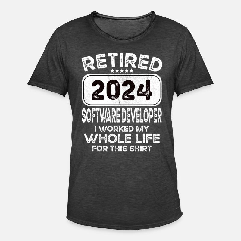 Retired Software developer 2024 - Men's Vintage T-Shirt - washed black
