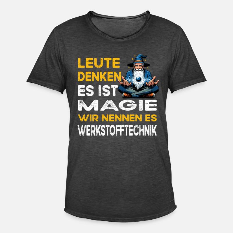 People Think Magic Materials Engineering - Men's Vintage T-Shirt - washed black