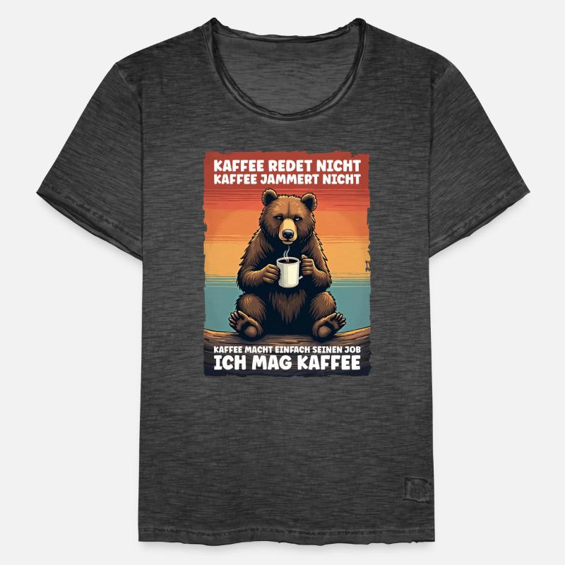Coffee Lover Saying Funny Nerd Bear Worker Work Men's Vintage T-Shirt