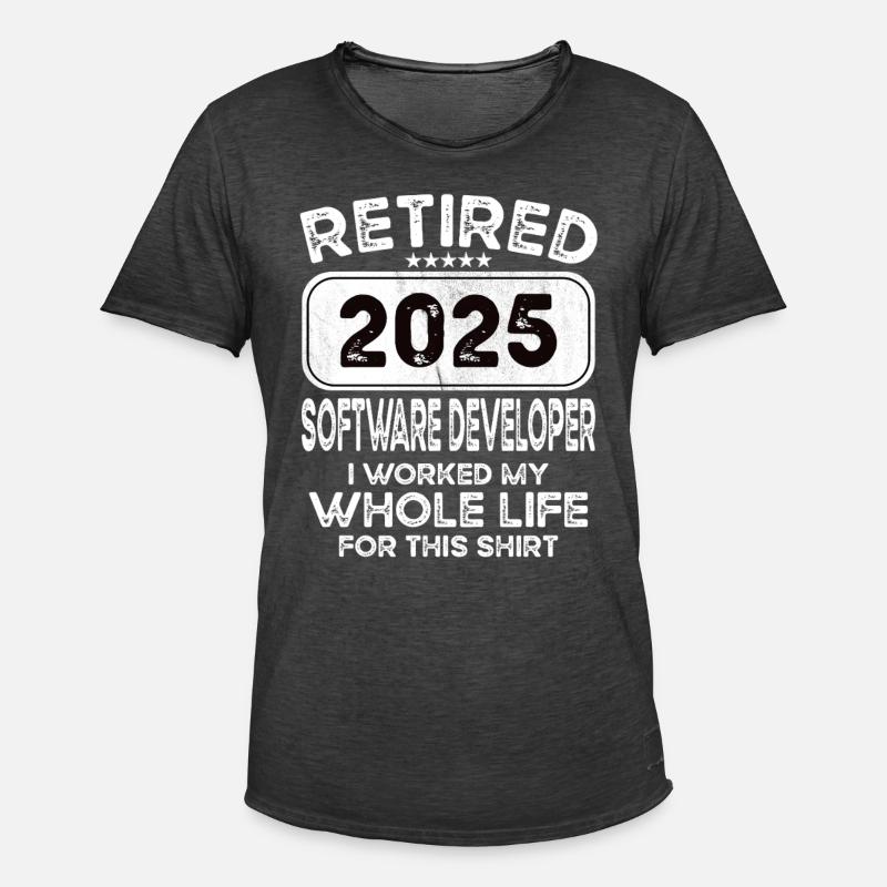 Retired Software developer 2025 - Men's Vintage T-Shirt - washed black