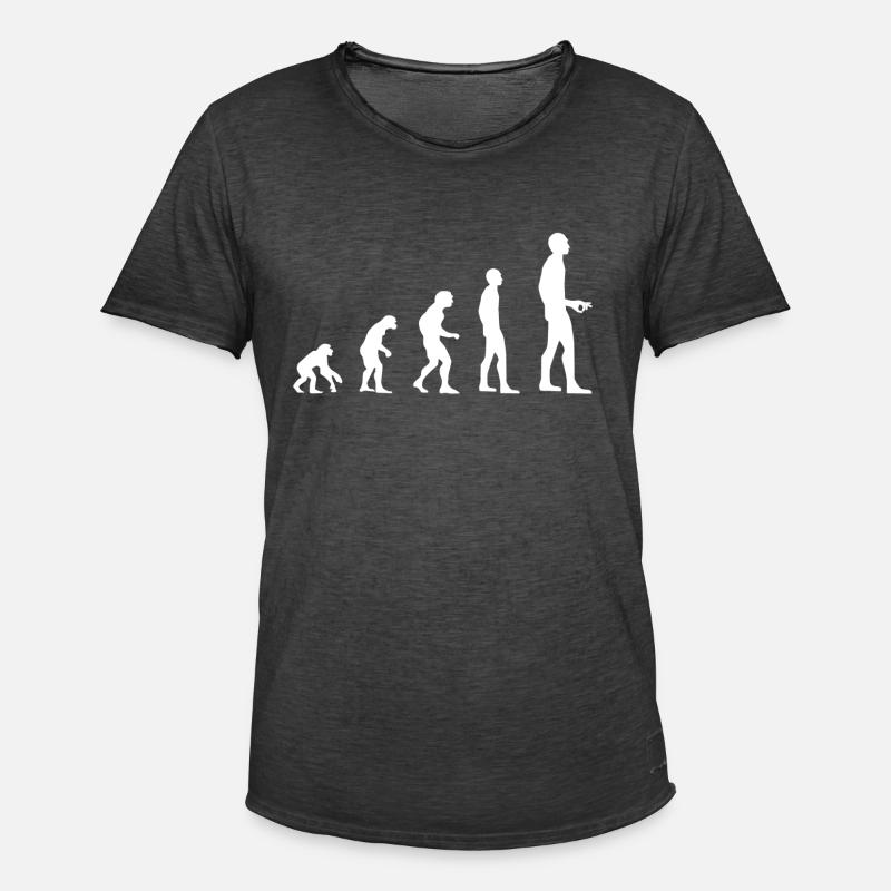 Evolution reingeguckt - Männer Vintage T-Shirt - Vintage Schwarz