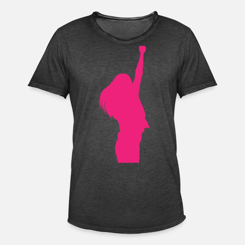 Frau Mädchen Siegerpose - Männer Vintage T-Shirt - Vintage Schwarz