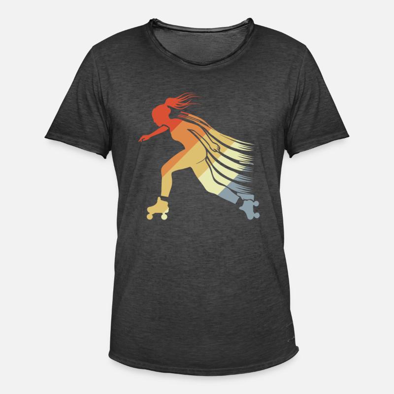 Roller Skating Mädchen - Männer Vintage T-Shirt - Vintage Schwarz