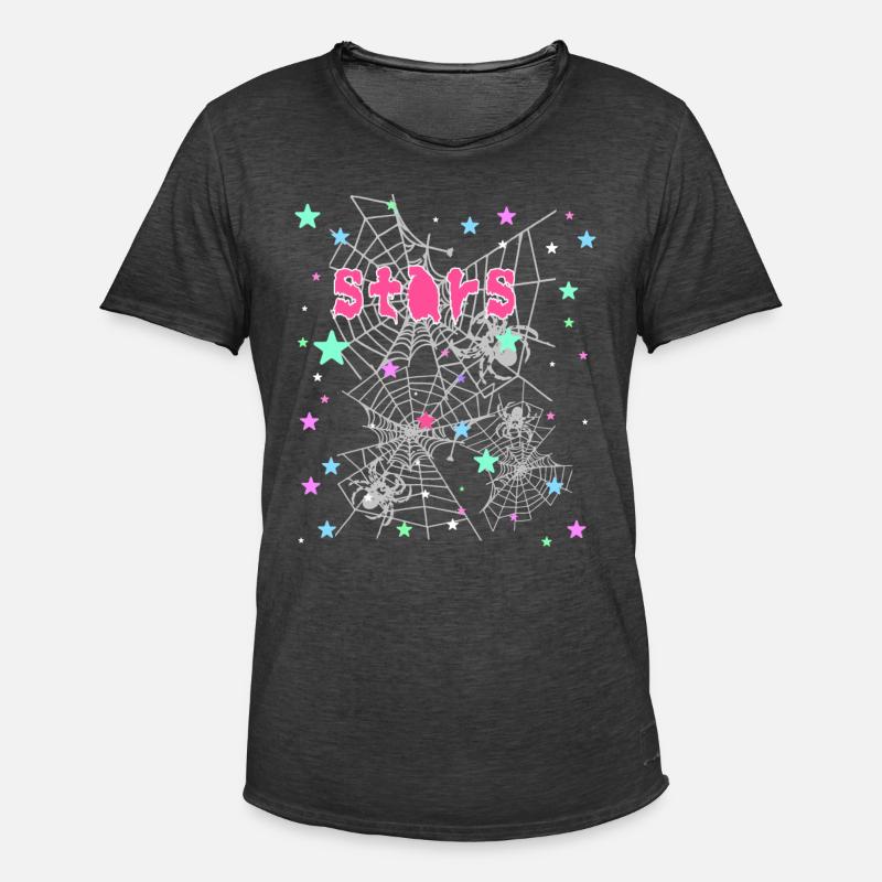 Sterne, Spinne, Graffiti,Spinnennetz,stern - Männer Vintage T-Shirt - Vintage Schwarz