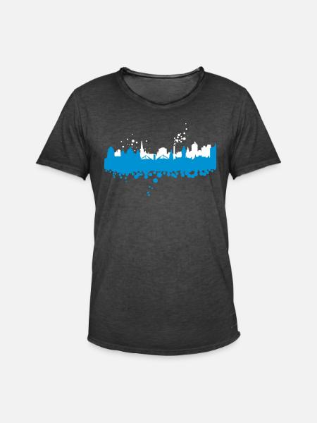 Leipzig Skyline Silhouette - Männer Vintage T-Shirt - Vintage Schwarz