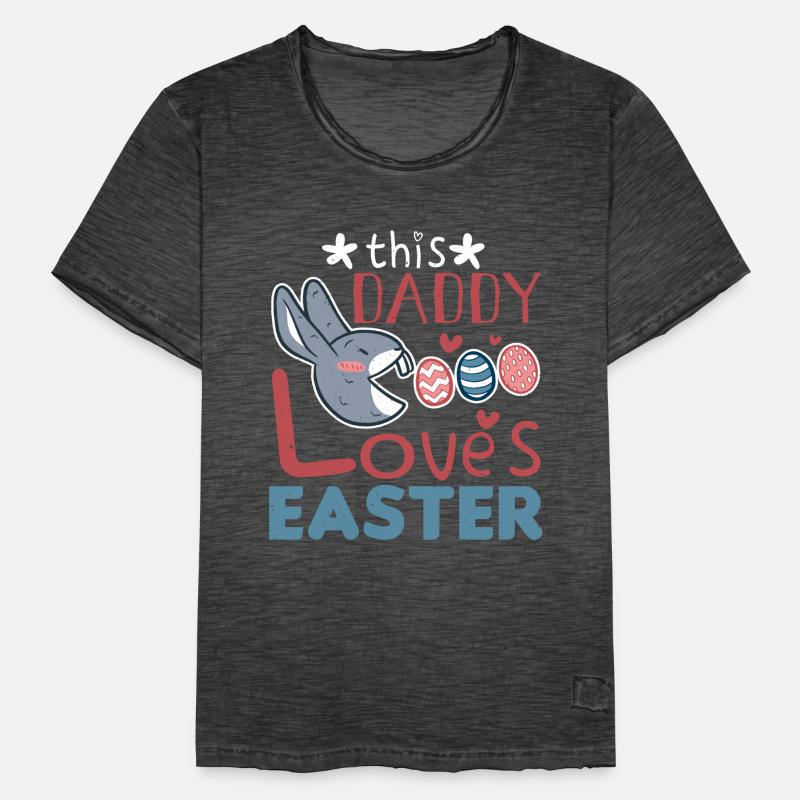 Daddy Loves Easter Rabbit Egg Easter Sunday Men's Vintage T-Shirt