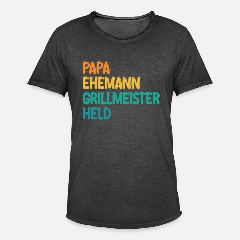 Papa Ehemann Grillmeister Held - Männer Vintage T-Shirt - Vintage Schwarz