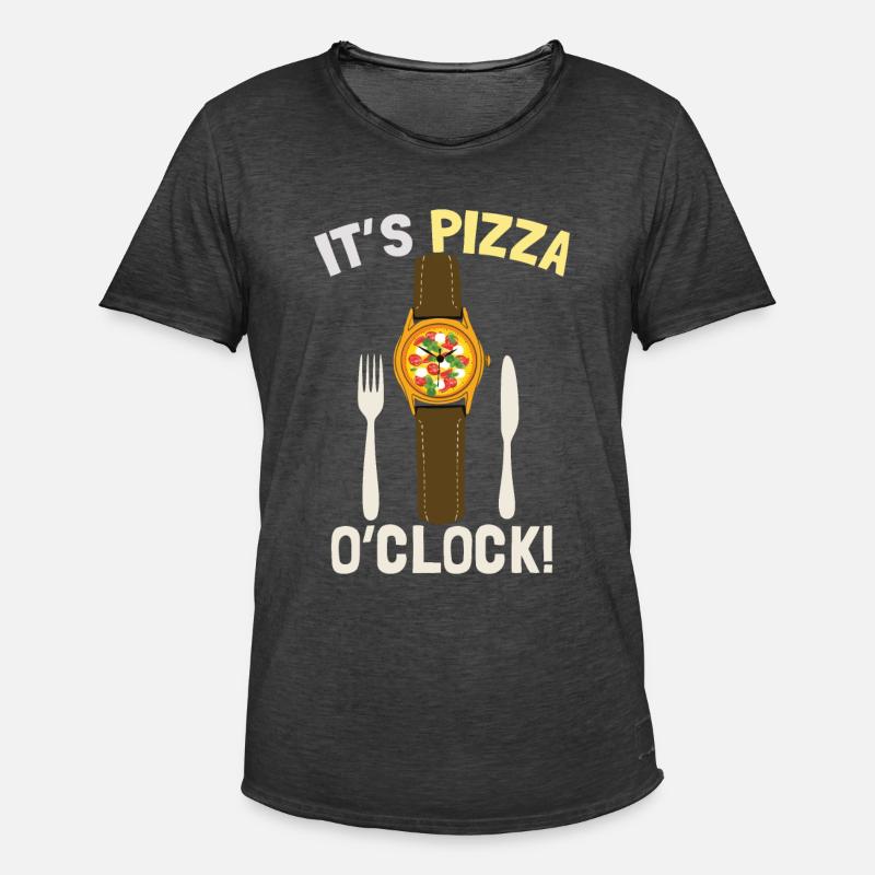 C’est Pizza O’Clock - T-shirt vintage Homme - noir vintage