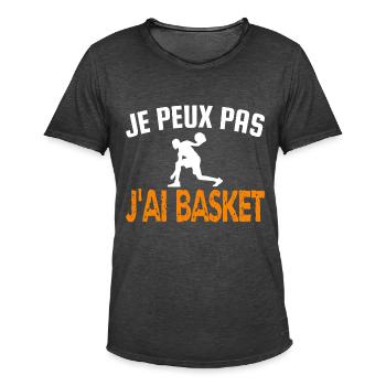 je peux pas j'ai basket - T-shirt vintage Homme - noir vintage - Devant