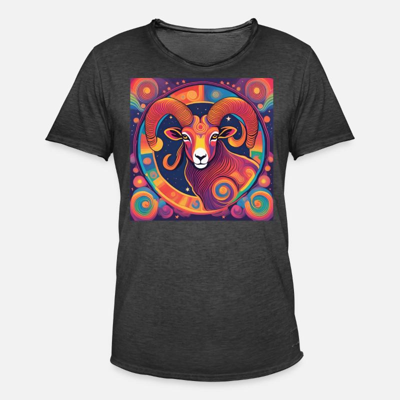 Widder Sternzeichen Astrologie Geschenk - Männer Vintage T-Shirt - Vintage Schwarz