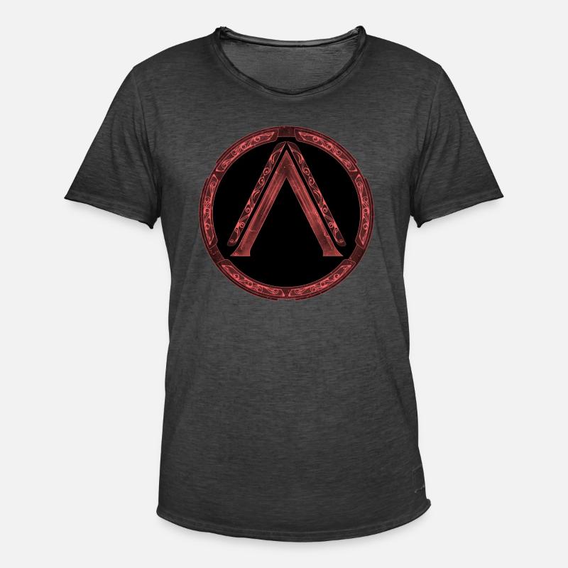 Sparta Lambda Symbol Rot - Männer Vintage T-Shirt - Vintage Schwarz