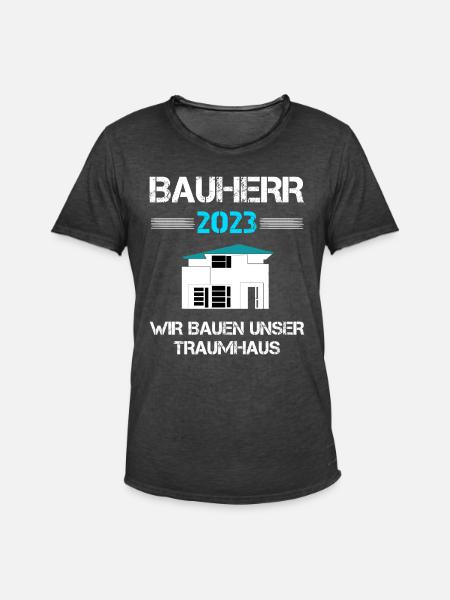 Bauherr 2023 Häuslebauer Eigenheim Geschenk - Männer Vintage T-Shirt - Vintage Schwarz