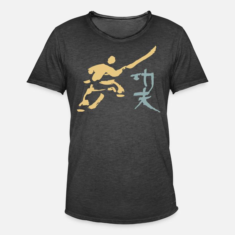 Kungfu - Shaolin Mönch mit Hellbarde - Männer Vintage T-Shirt - Vintage Schwarz