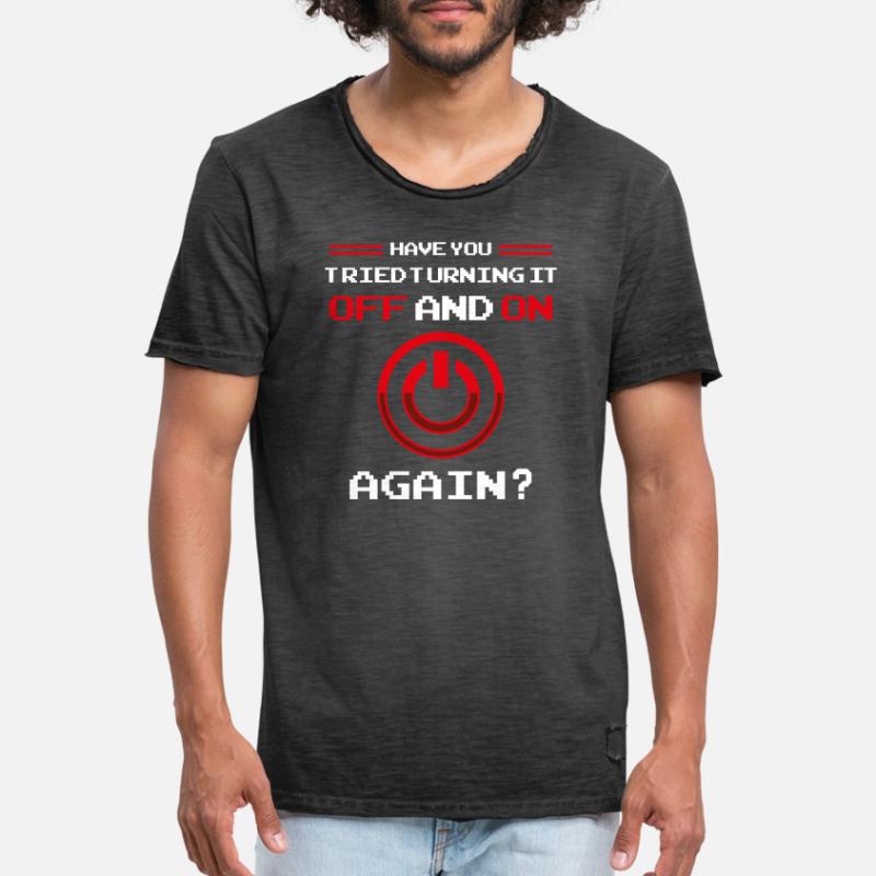 Computer Helpdesk Technik Support Hilfe Checkliste Männer Vintage T-Shirt