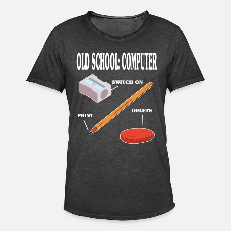 Old School Computer PC Technik - Männer Vintage T-Shirt - Vintage Schwarz