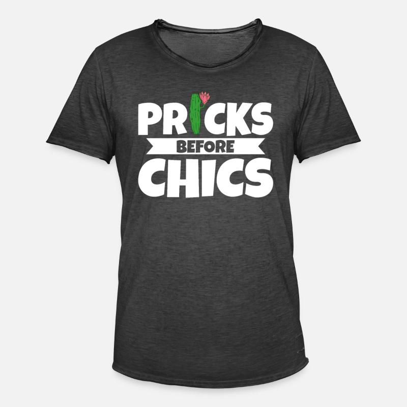 Cactus Pricks Before Chics - Männer Vintage T-Shirt - Vintage Schwarz
