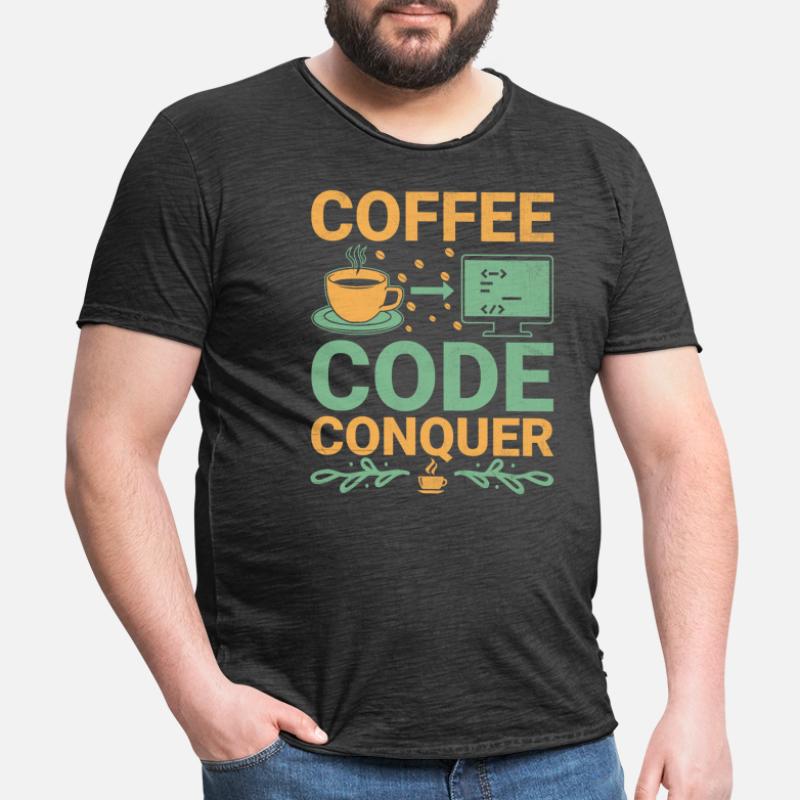 Kaffee-Codierung Programmierer Programmierer Entwickler Nerd Coff Männer Vintage T-Shirt