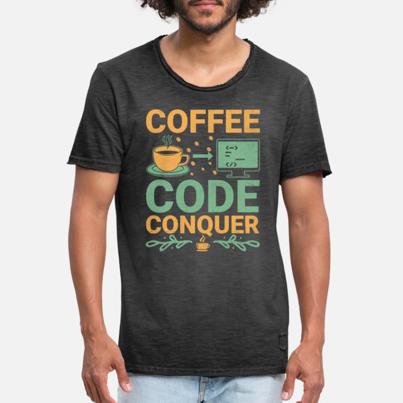 Kaffee-Codierung Programmierer Programmierer Entwickler Nerd Coff Männer Vintage T-Shirt