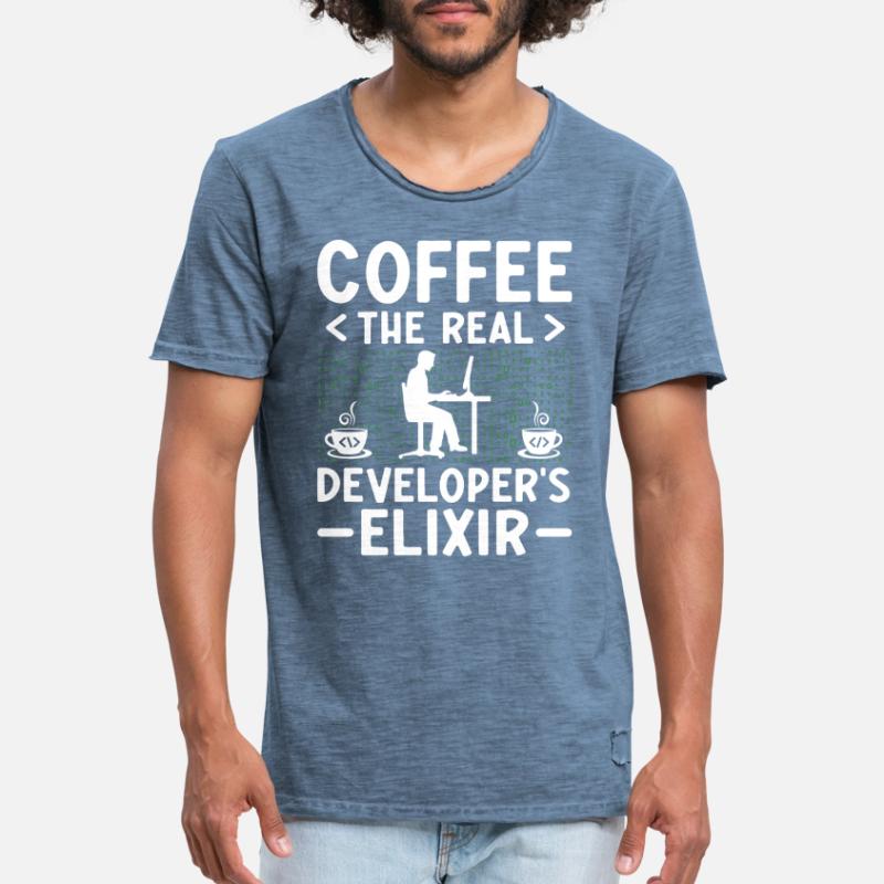 Kaffee-Codierung Programmierer Programmierer Entwickler Nerd Coff Männer Vintage T-Shirt
