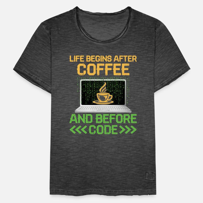 Kaffee-Codierung Programmierer Programmierer Entwickler Nerd Coff Männer Vintage T-Shirt