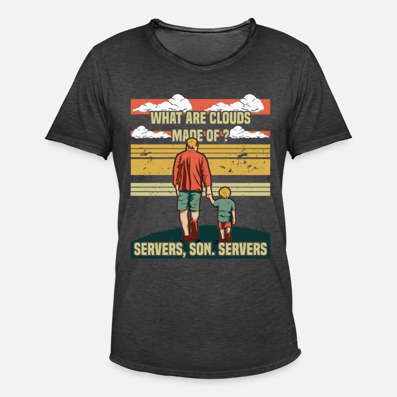 Programmer Papa - Clouds Server Son - Men's Vintage T-Shirt - washed black