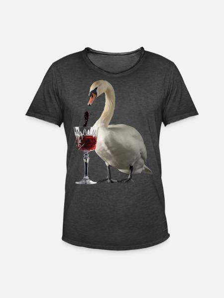 Schwan Wein - Männer Vintage T-Shirt - Vintage Schwarz