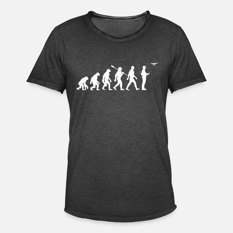 Evolution - Drohne - Drohnenpilot - Männer Vintage T-Shirt - Vintage Schwarz