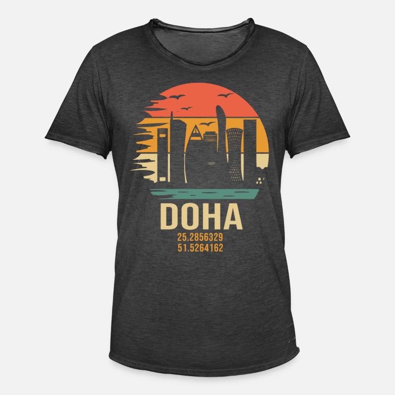 Qatar Doha Doha Qatar - Maglietta vintage da uomo - nero antico