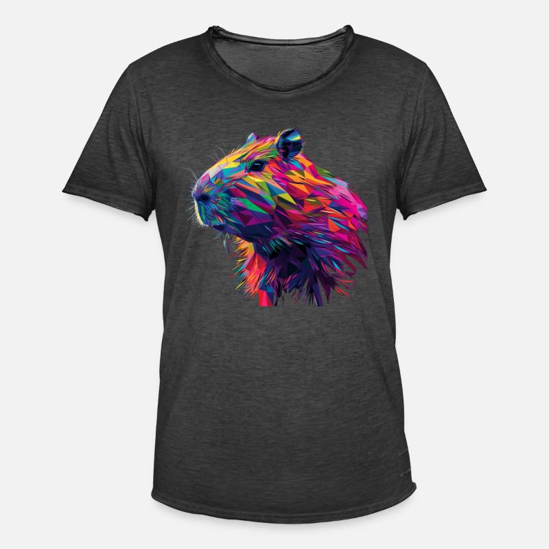 Capybara Polygon Geschenk - Männer Vintage T-Shirt - Vintage Schwarz