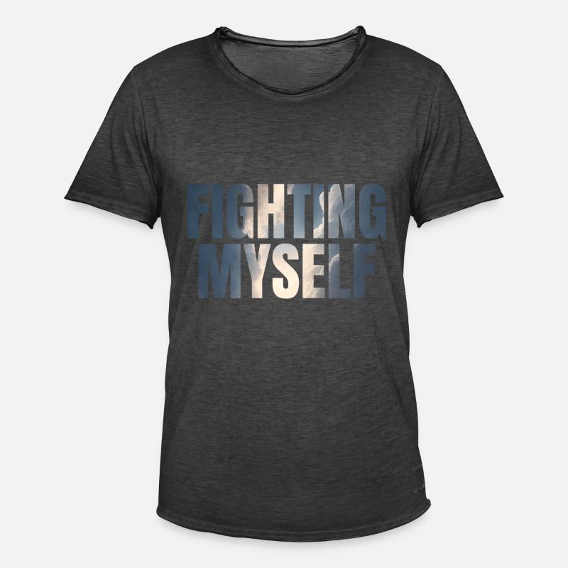 fighting myself Depression Geschenkidee - Männer Vintage T-Shirt - Vintage Schwarz